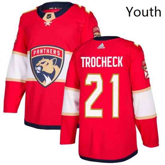 Youth Adidas Florida Panthers 21 Vincent Trocheck Authentic Red Home NHL Jersey